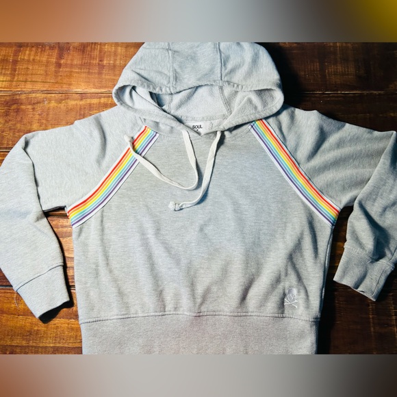 SoulCycle Rainbow Hoodie Jogger Set Gray Matching Sweat Set Athleisure Size M - Picture 5 of 13